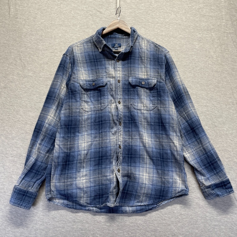 George Flannel Shirt Mens‎ L (42-44) Blue Plaid Long Sleeve Collared Button Down